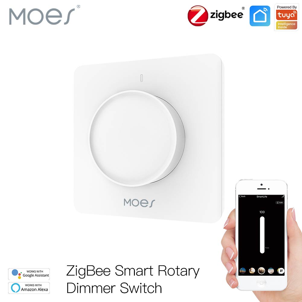 Smart Relay Tuya - MOES Tuya Zigbee Smart Dreh-Dimmer-Schalter, Knopf-Helligkeitsregelung