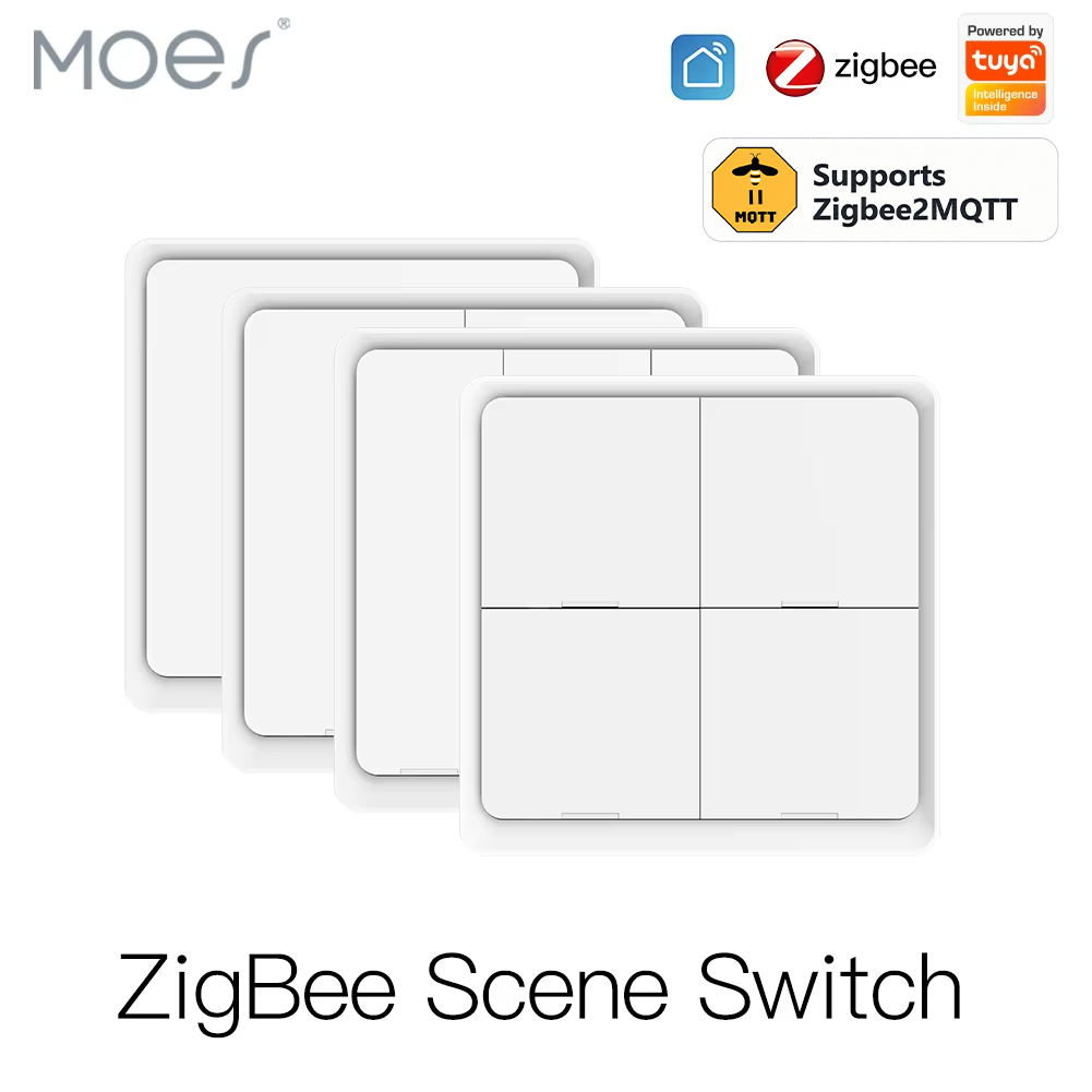 Sonoff Basic - MOES 4-fach Tuya Zigbee2MQTT Kabelloser 12-Szenen-Schalter